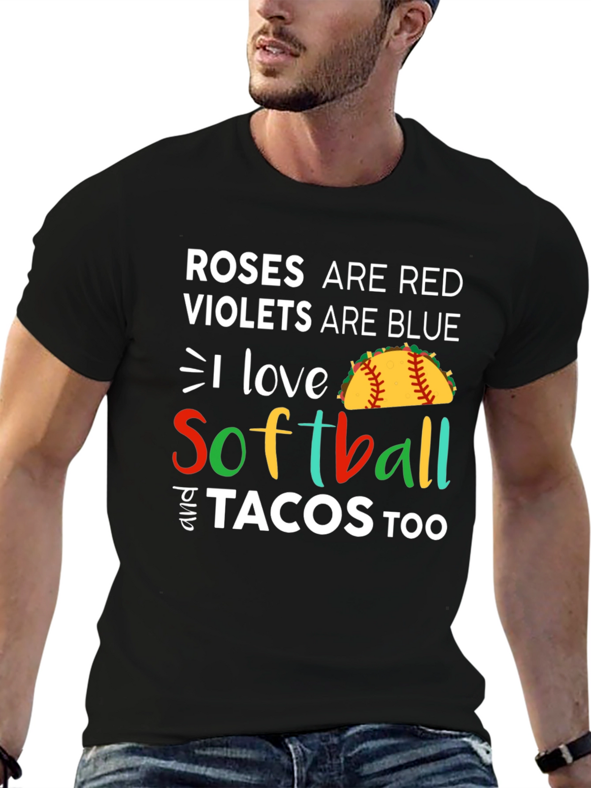 Roses are Red I Love Softball & Tacos T-Shirt
