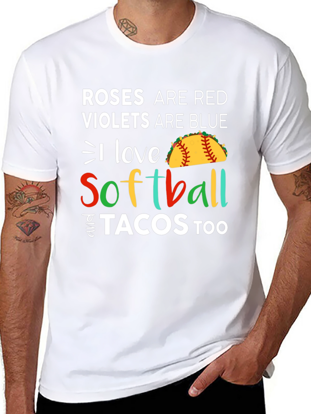 Roses are Red I Love Softball & Tacos T-Shirt