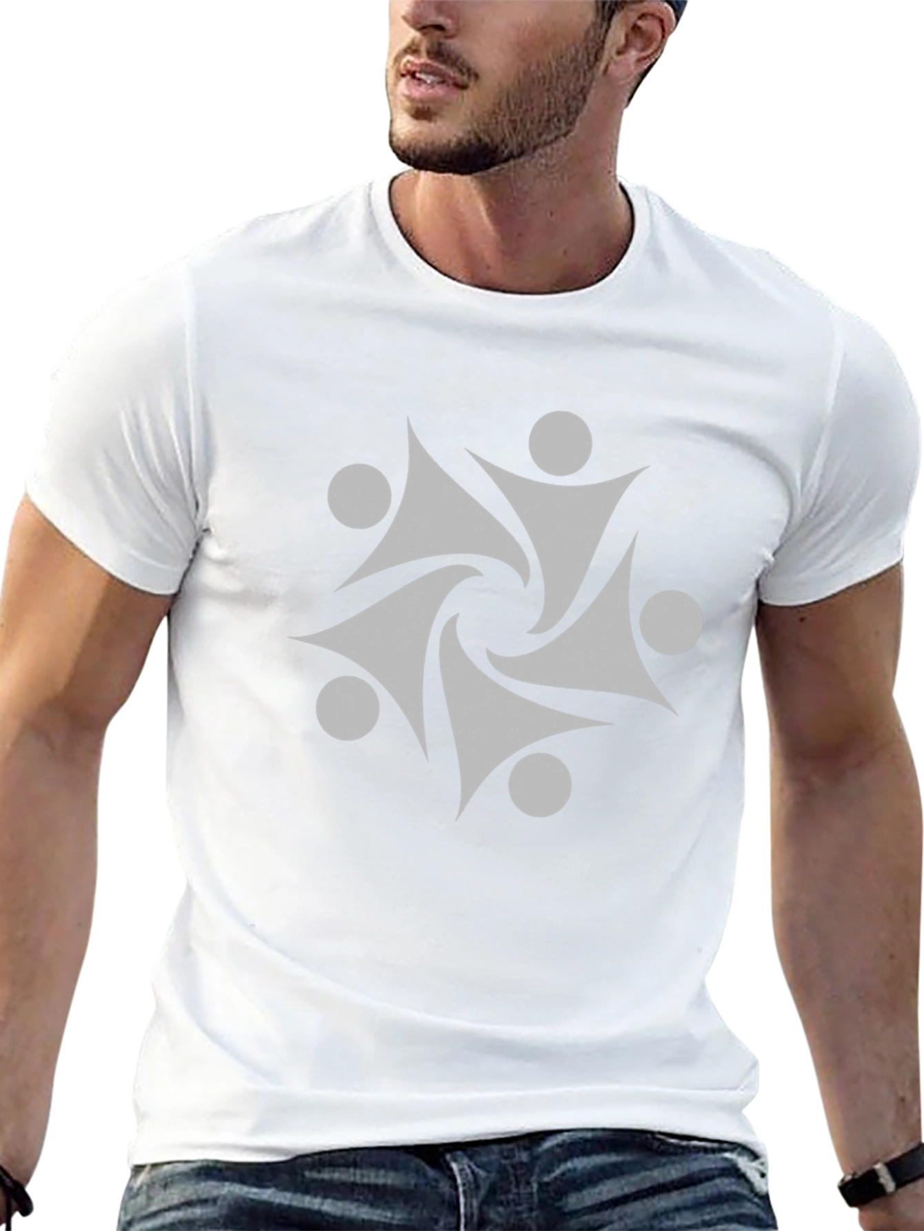 Geometric Graphic Print Tee - Modern Style