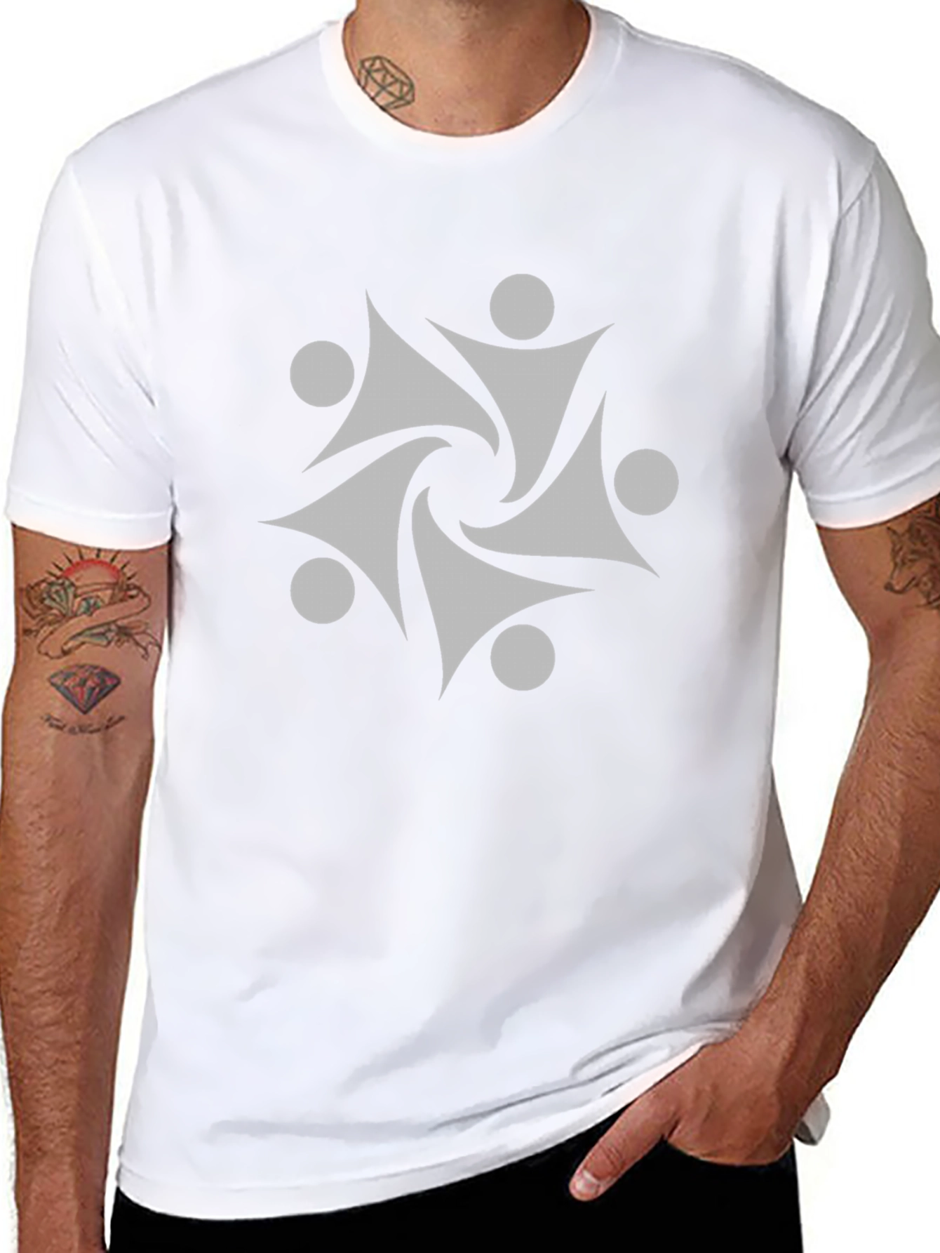 Geometric Graphic Print Tee - Modern Style