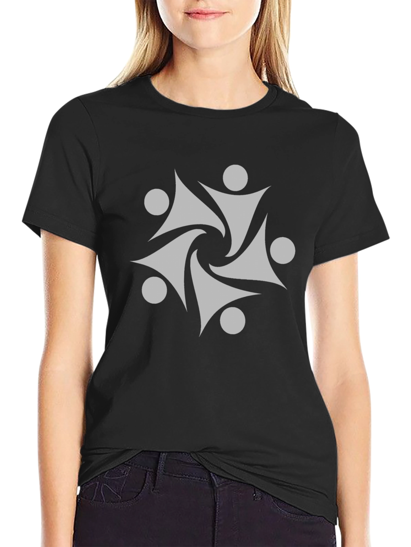 Geometric Graphic Print Tee - Modern Style