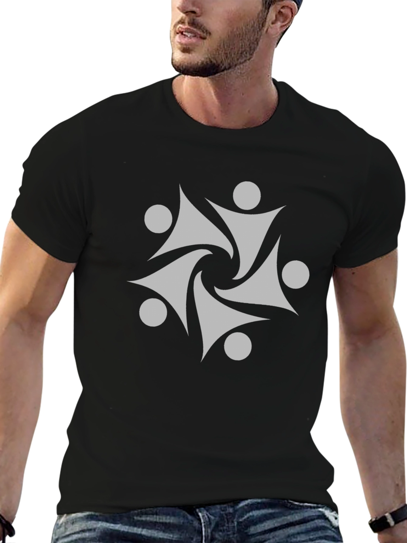 Geometric Graphic Print Tee - Modern Style