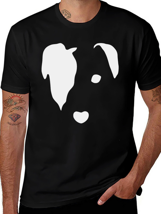 Abstract Dog Face Graphic Tee - Black