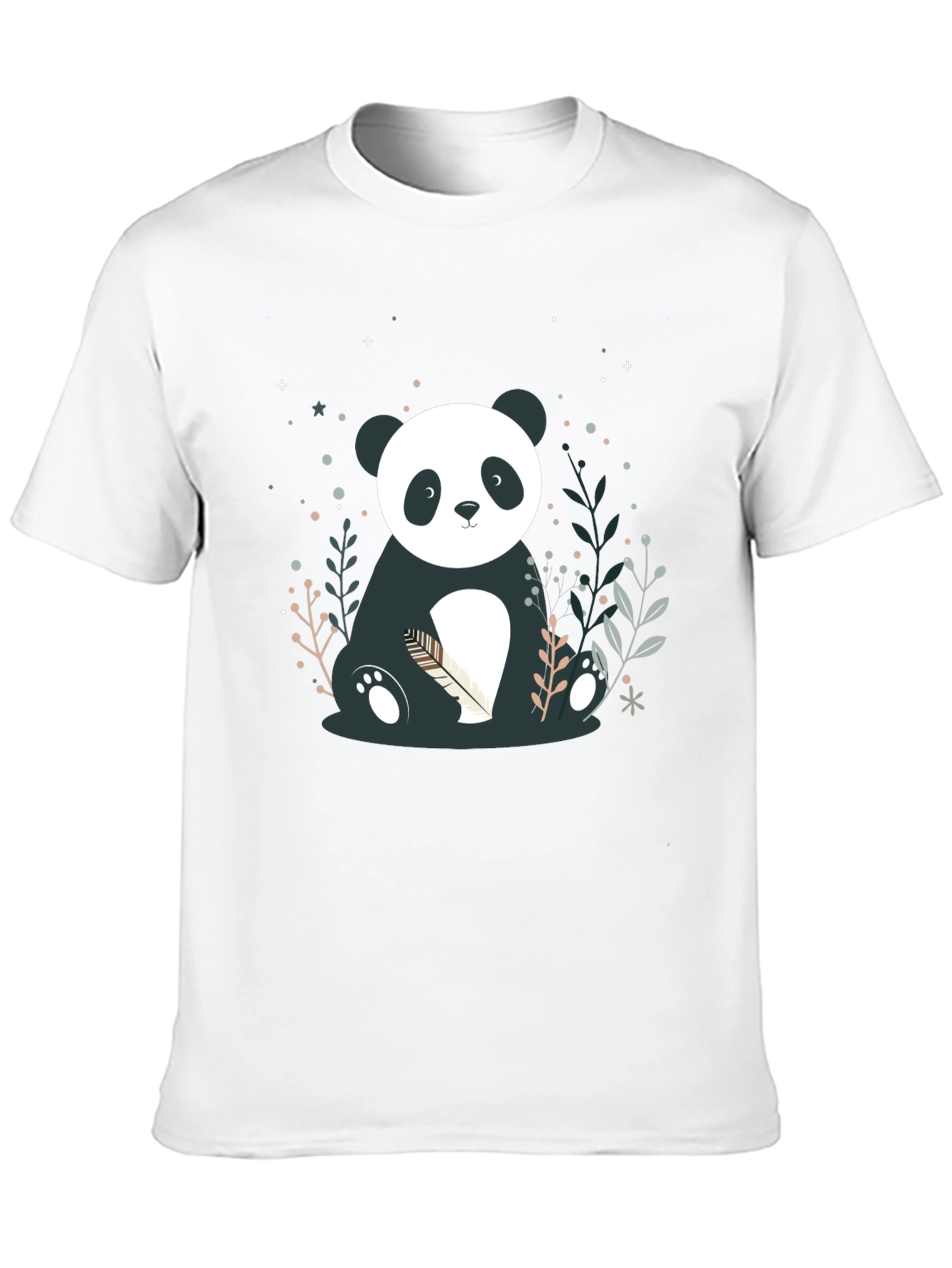 Cute Panda Graphic Print Black T-Shirt