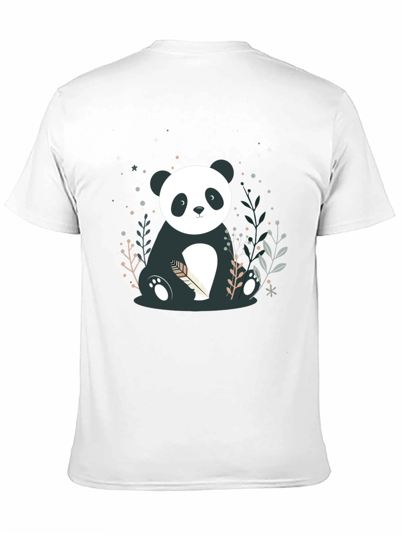 Cute Panda Graphic Print Black T-Shirt