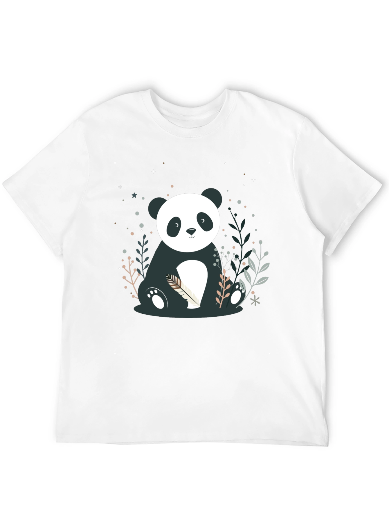 Cute Panda Graphic Print Black T-Shirt