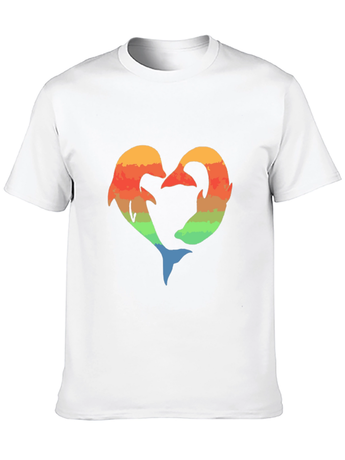 Dolphin Heart Graphic Tee - Black Cotton Blend