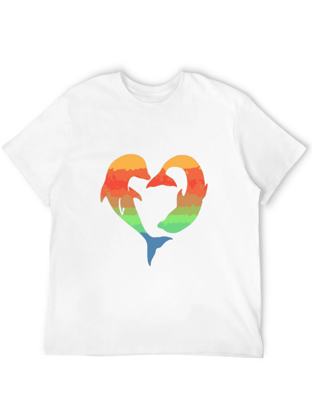 Dolphin Heart Graphic Tee - Black Cotton Blend