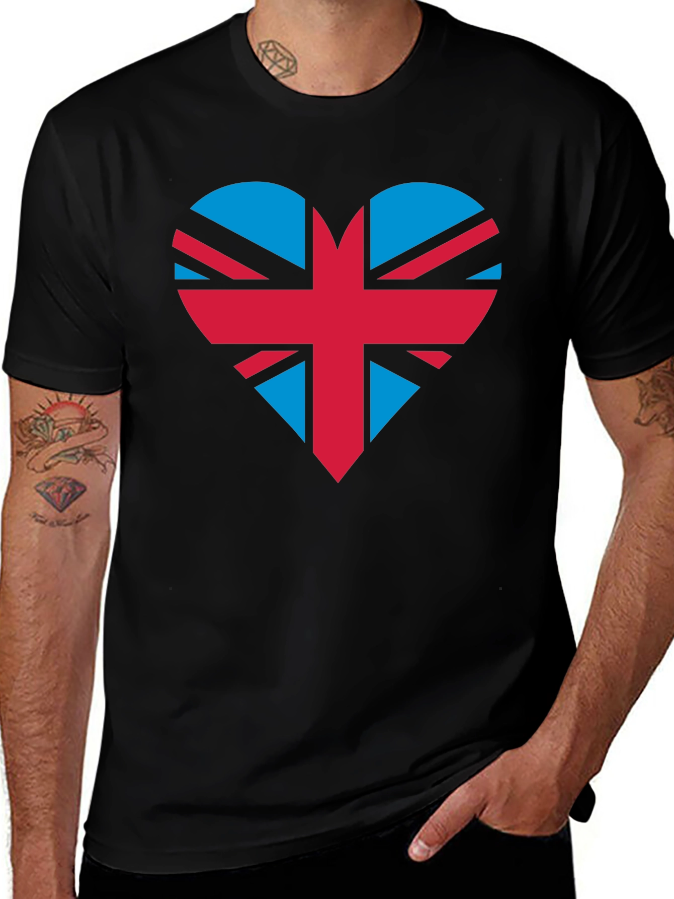 Union Jack Heart Graphic Tee - Black