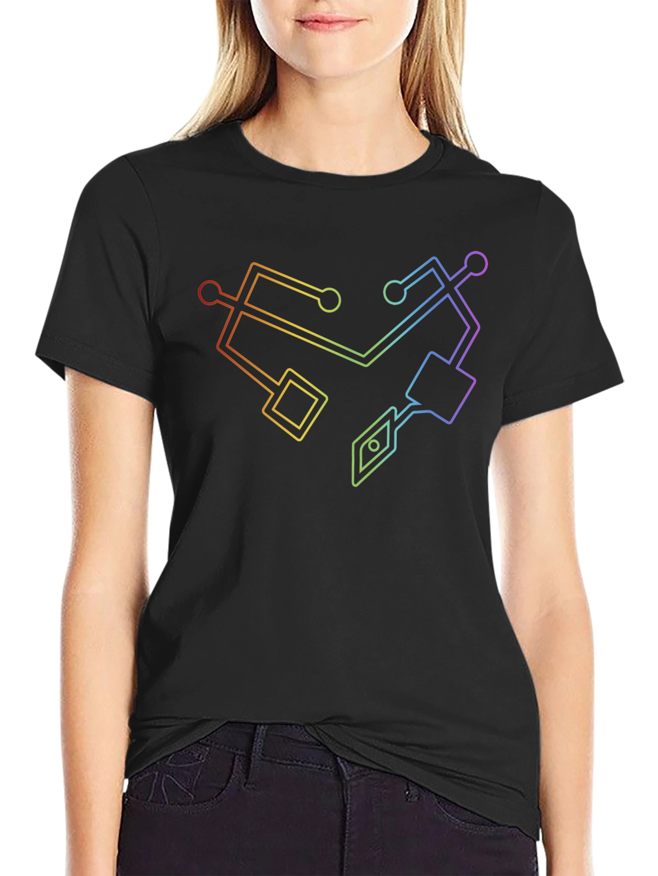 She-Ra Symbol Black T-Shirt - Rainbow Pride Graphic