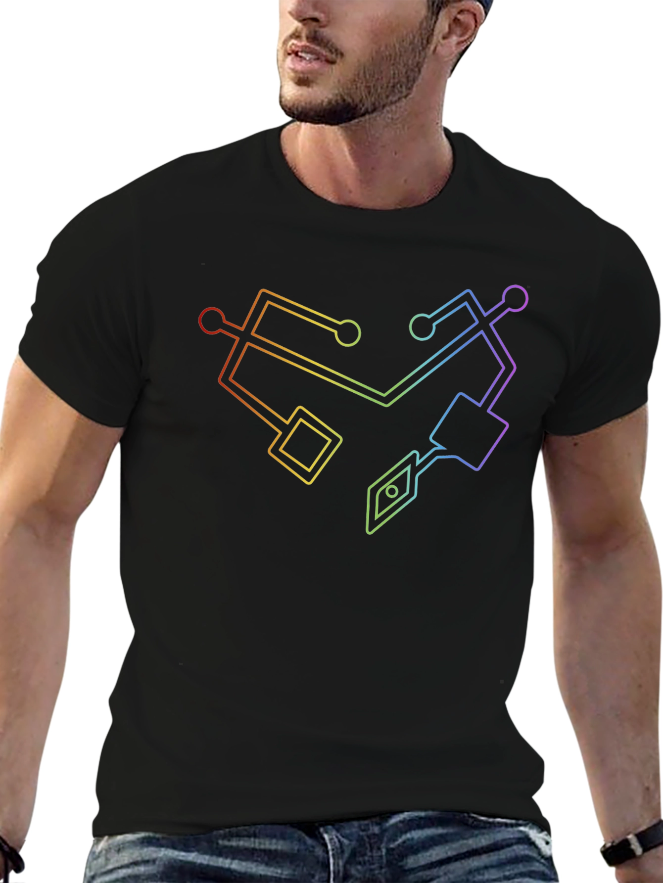She-Ra Symbol Black T-Shirt - Rainbow Pride Graphic