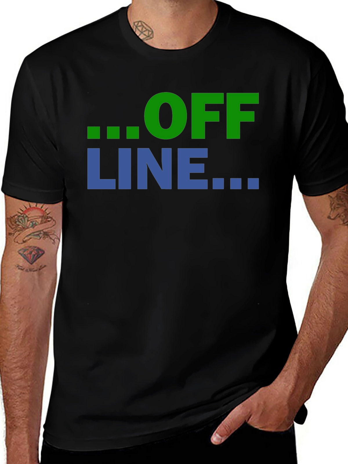 Offline Mode Graphic T-Shirt - Black Casual Tee