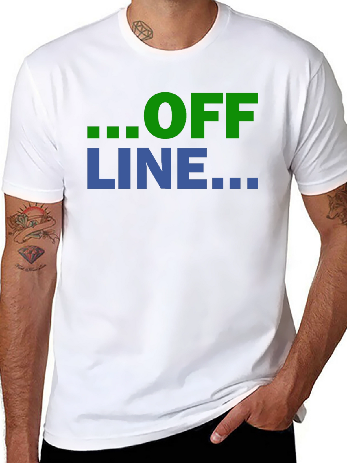 Offline Mode Graphic T-Shirt - Black Casual Tee
