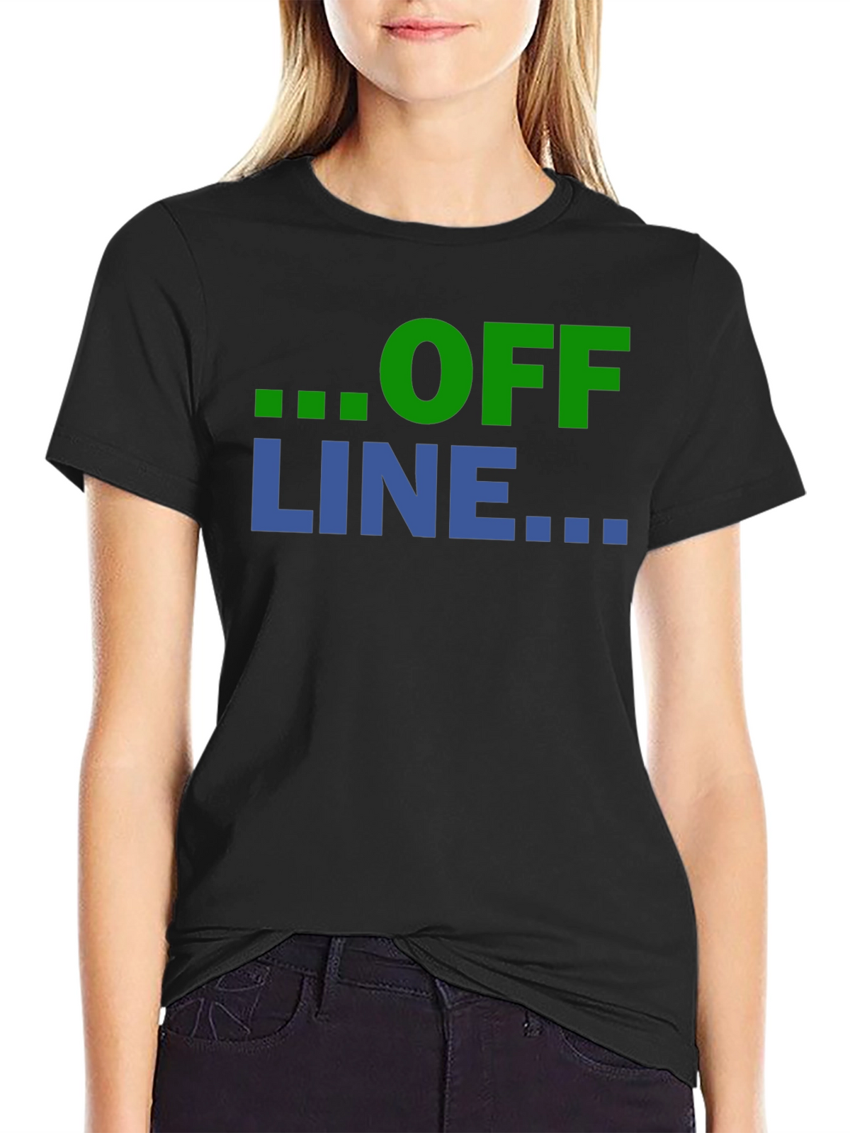 Offline Mode Graphic T-Shirt - Black Casual Tee