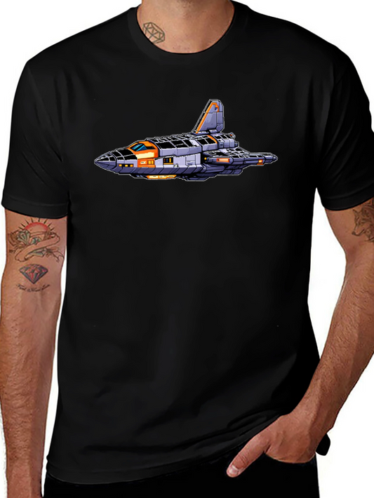 Sci-Fi Spaceship Graphic Tee - Retro Style