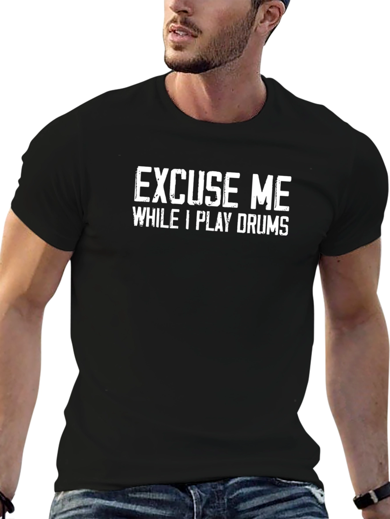 Excuse Me While I Play Drums Black T-Shirt
