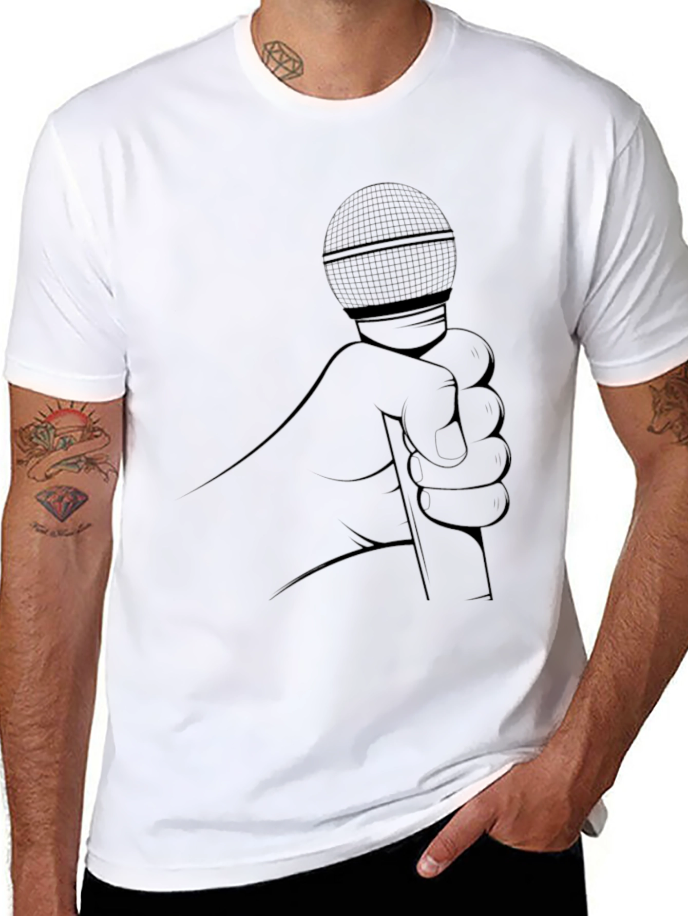 Karaoke King Black T-Shirt - Microphone Graphic