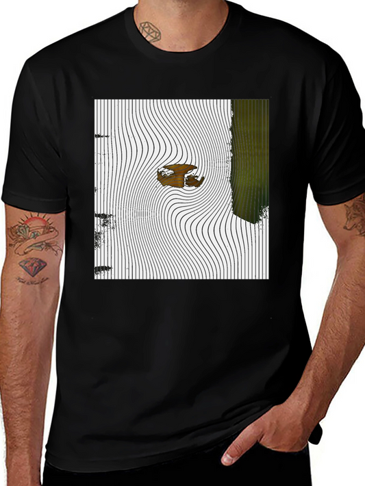 Abstract Graphic Print Mens Black T-Shirt