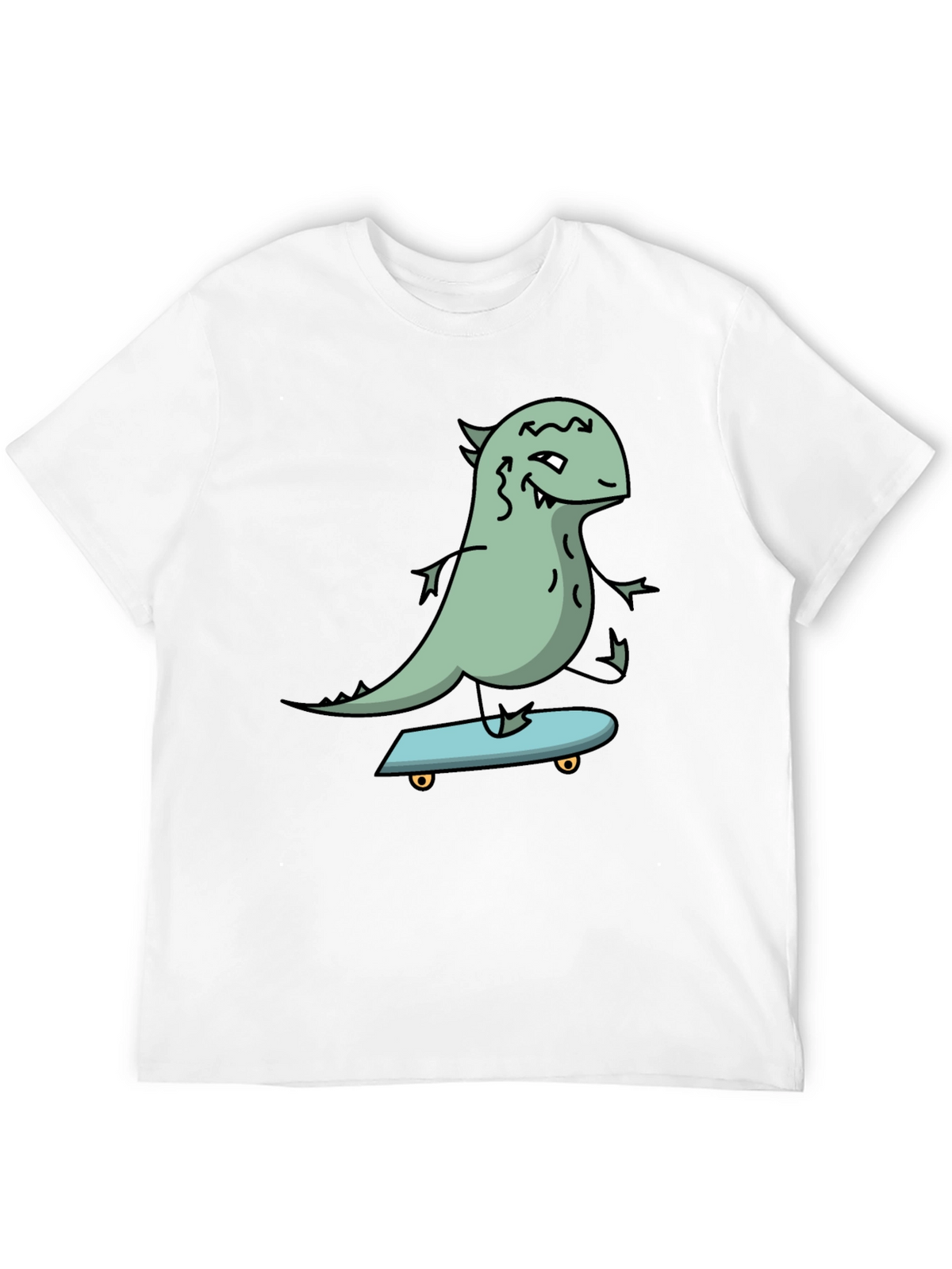 Dino Skateboarder Graphic Tee - Black Cotton T-Shirt