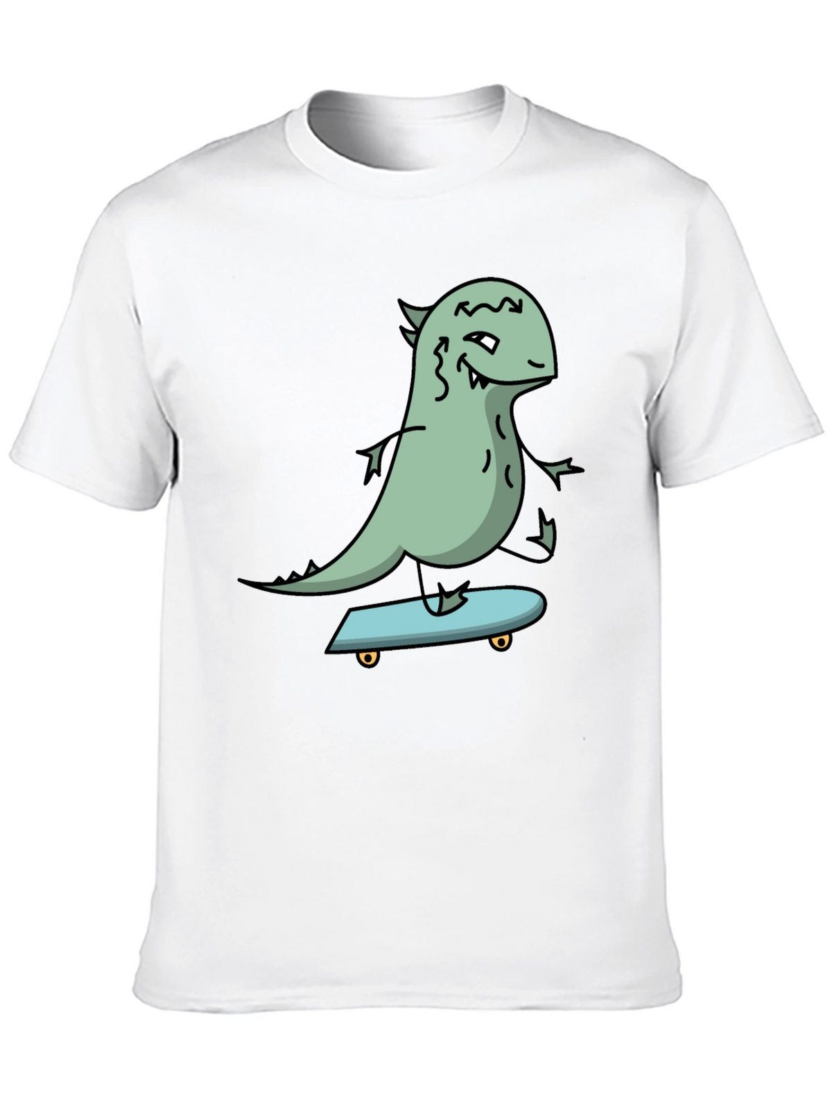 Dino Skateboarder Graphic Tee - Black Cotton T-Shirt
