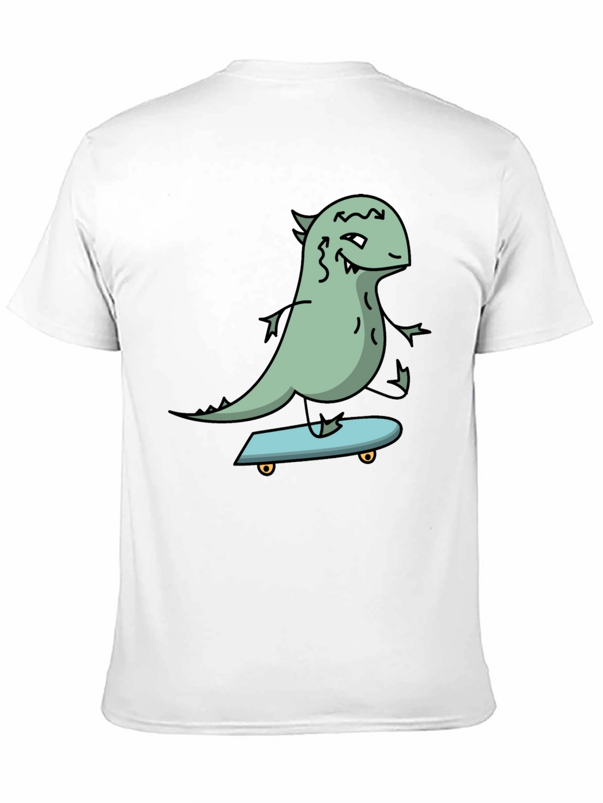 Dino Skateboarder Graphic Tee - Black Cotton T-Shirt