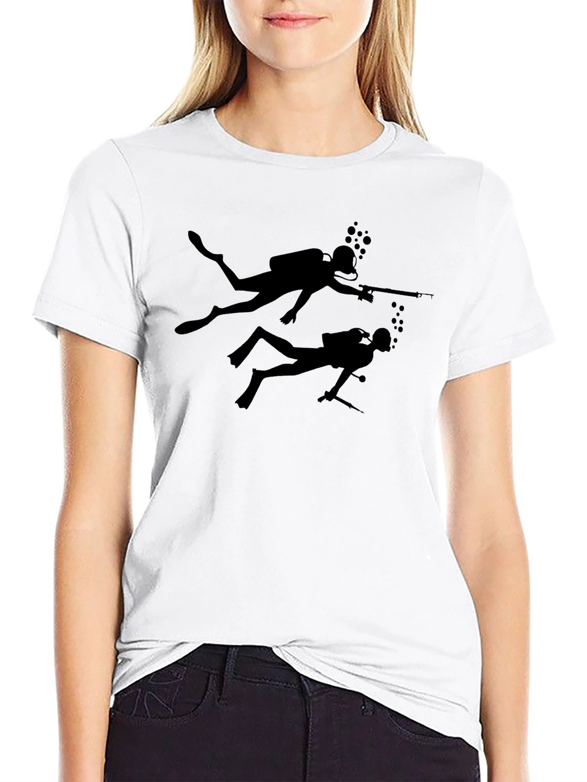 Diver Silhouette Black T-Shirt - Spearfishing Design