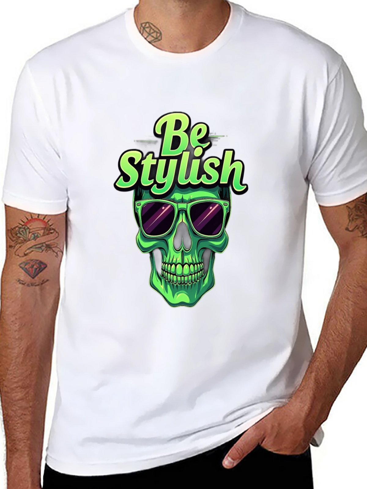 Stylish Skull Graphic Tee - Mens Black T-Shirt
