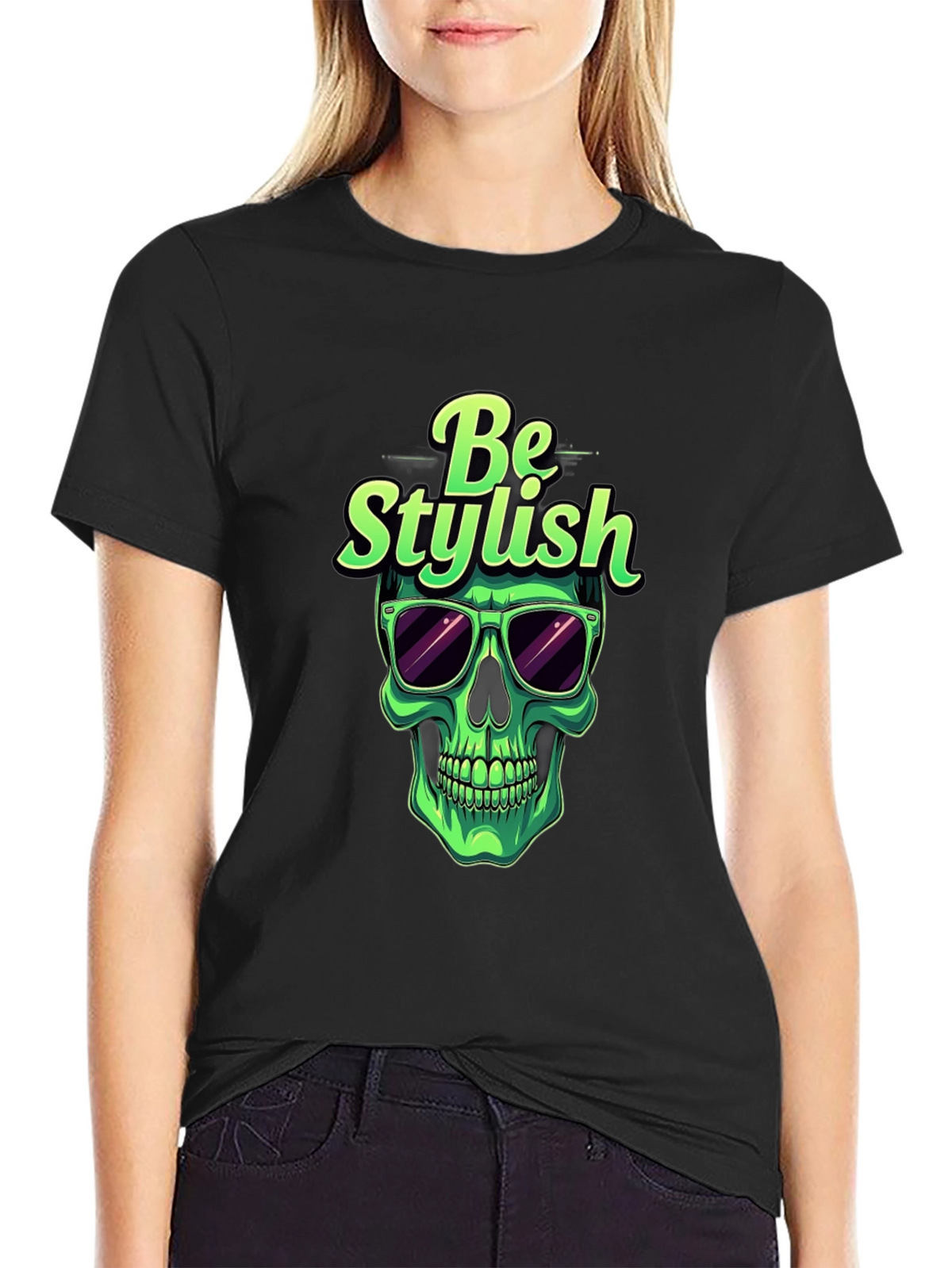 Stylish Skull Graphic Tee - Mens Black T-Shirt