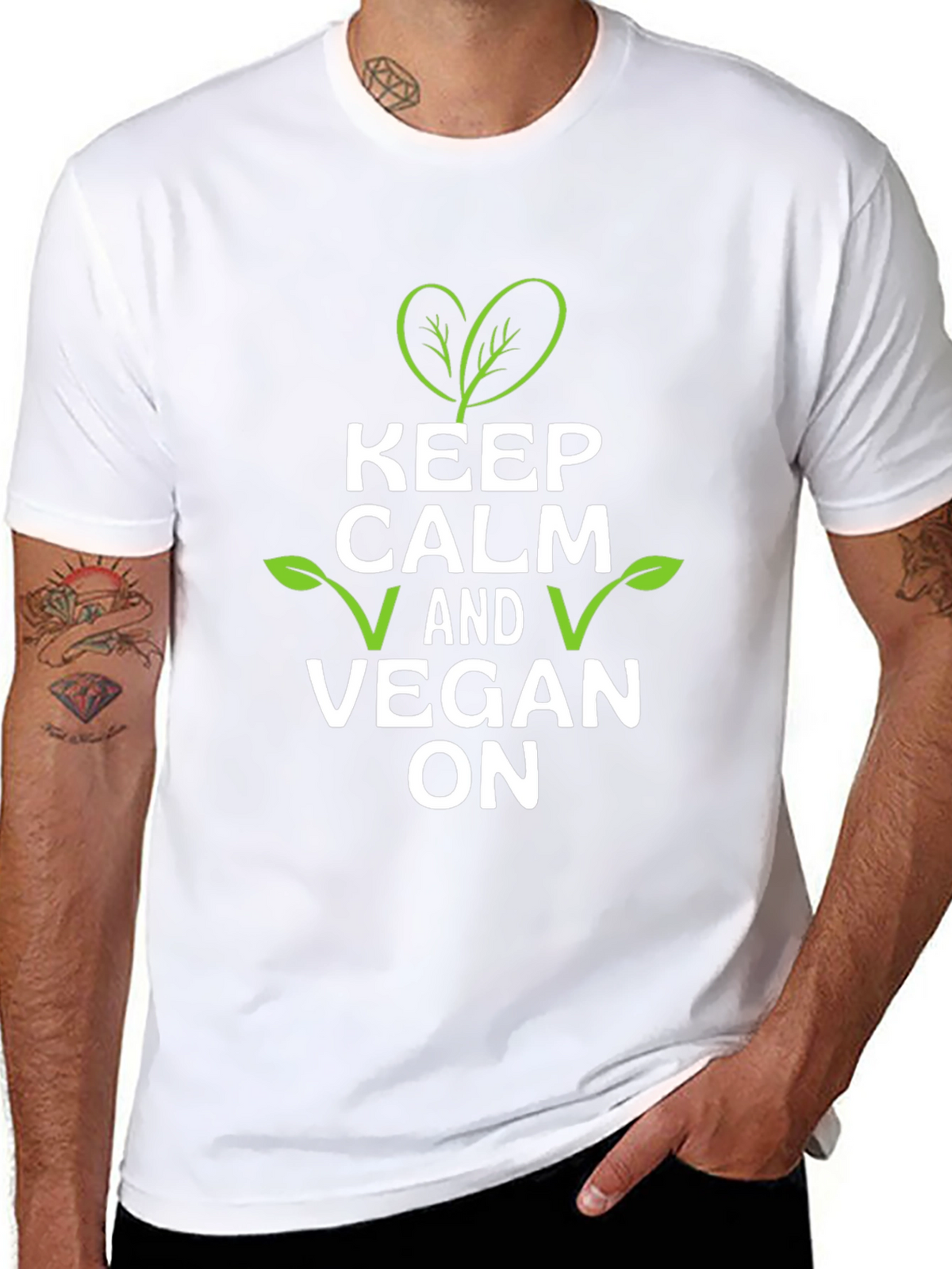 Keep Calm and Vegan On T-Shirt - Black