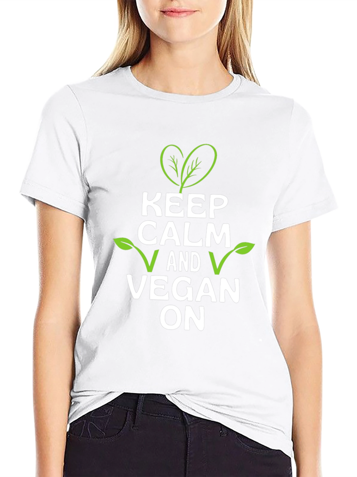 Keep Calm and Vegan On T-Shirt - Black