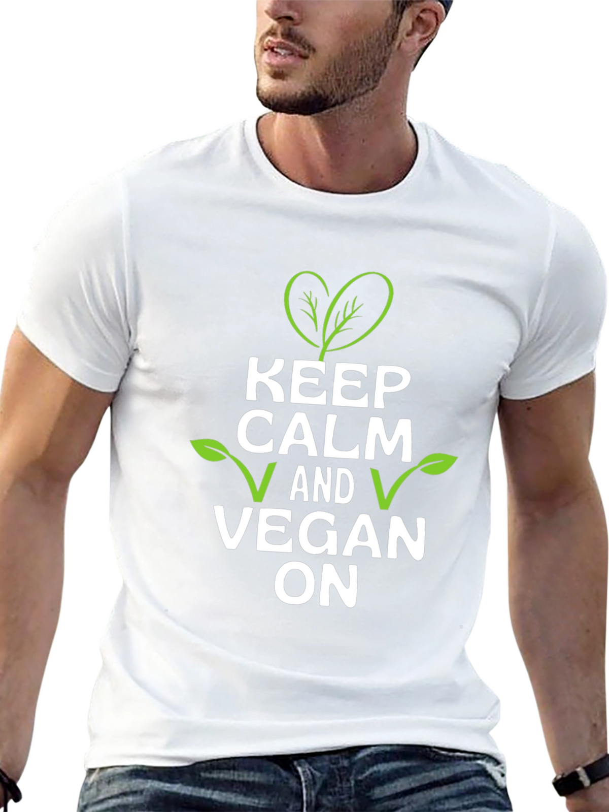 Keep Calm and Vegan On T-Shirt - Black