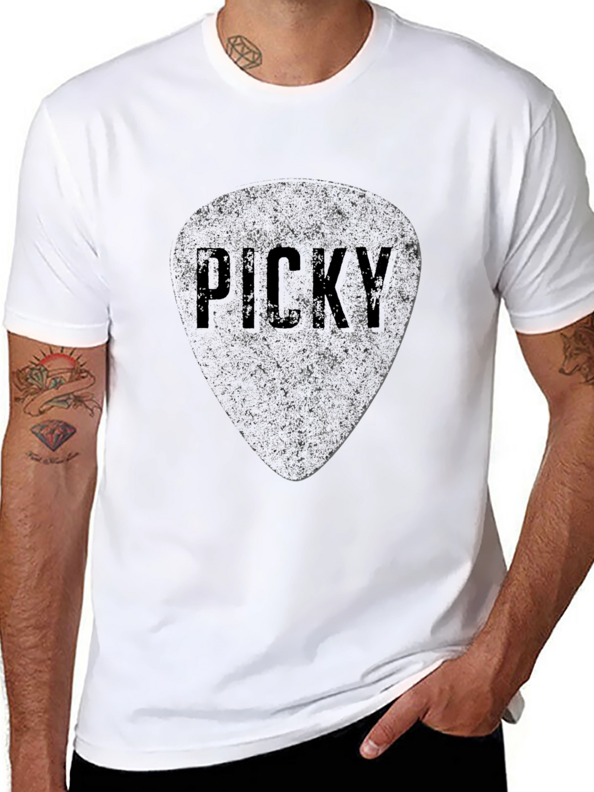 Picky Guitar Pick Graphic T-Shirt - Black