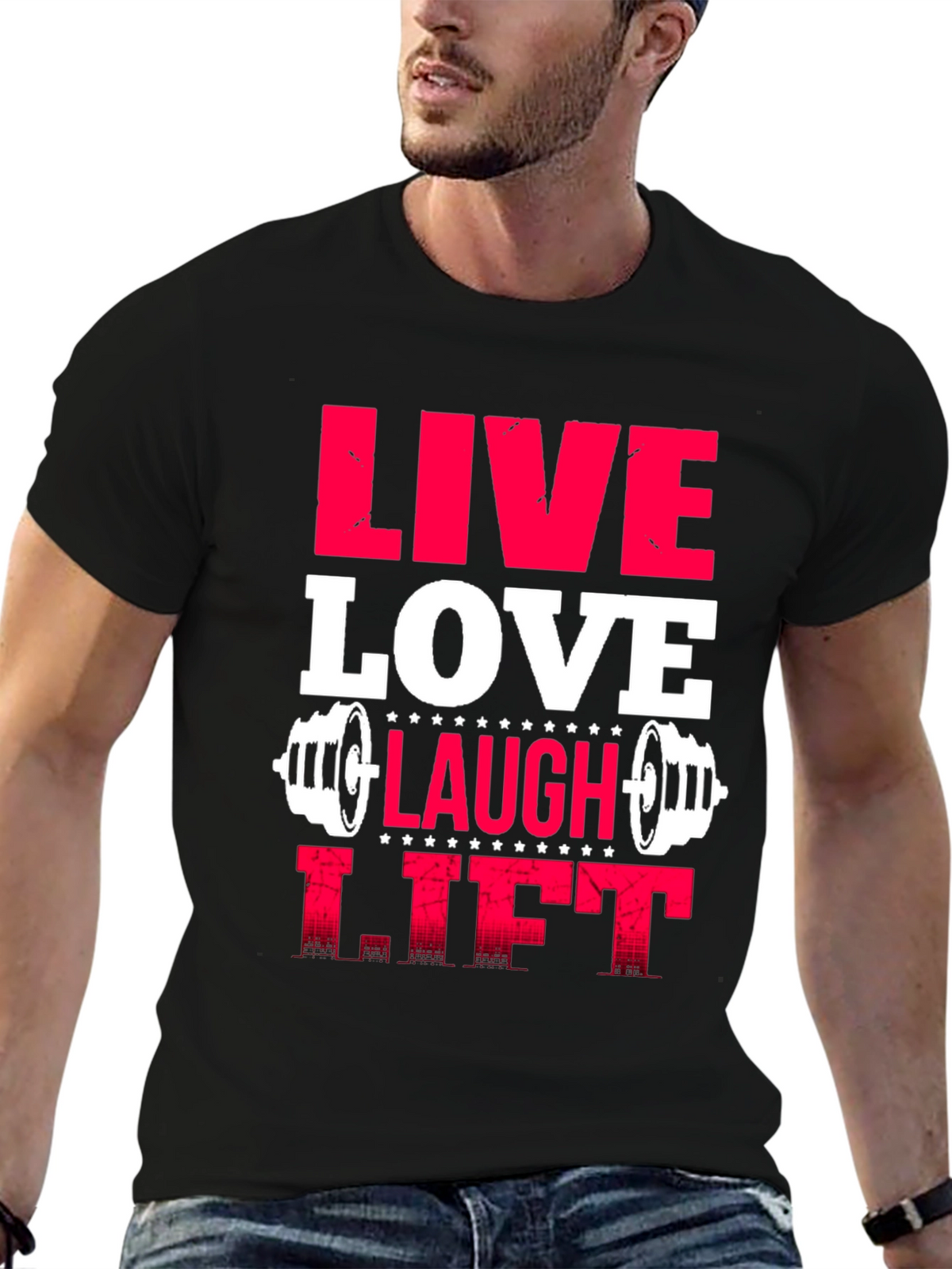 Live Love Laugh Lift Graphic Tee - Black