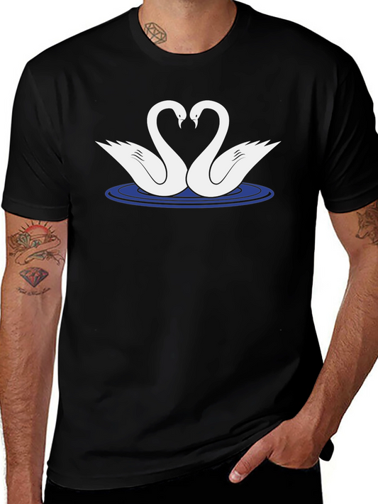 Swan Love T-Shirt - Black Graphic Tee