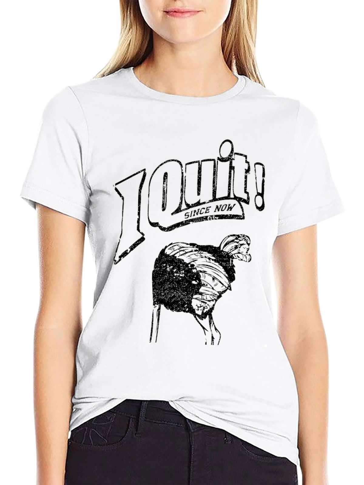 I Quit! Ostrich Graphic Black T-Shirt