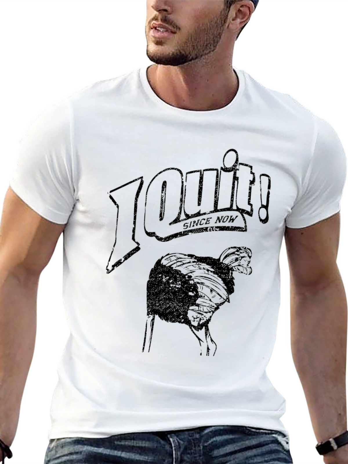 I Quit! Ostrich Graphic Black T-Shirt