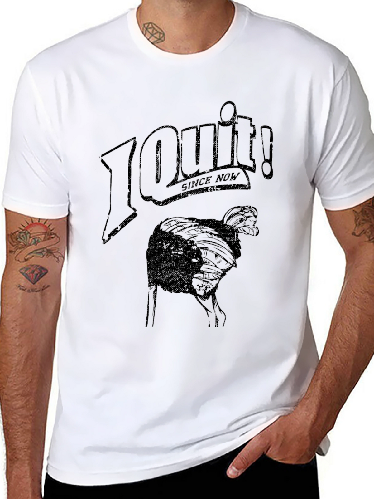 I Quit! Ostrich Graphic Black T-Shirt