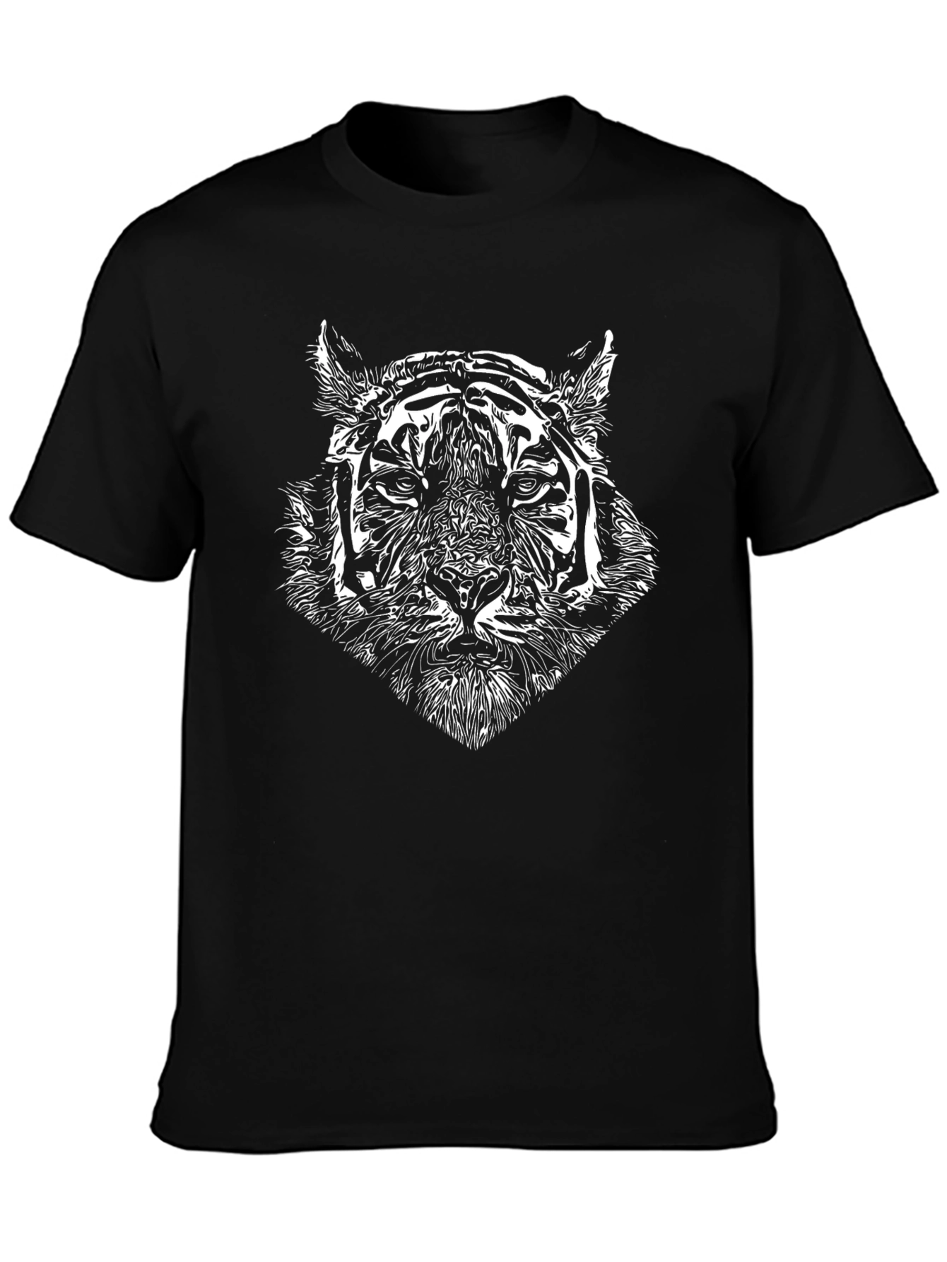 Tiger Graphic Tee - Black Cotton T-Shirt