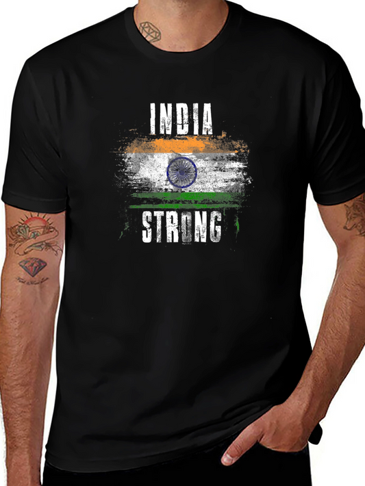 India Strong Flag T-Shirt - Patriotic Graphic Tee