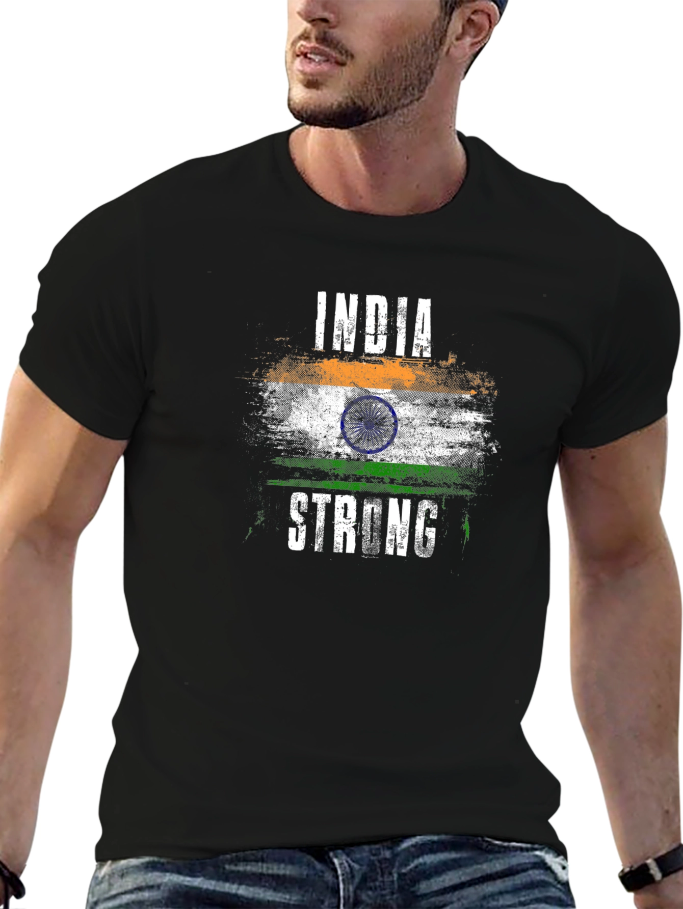 India Strong Flag T-Shirt - Patriotic Graphic Tee