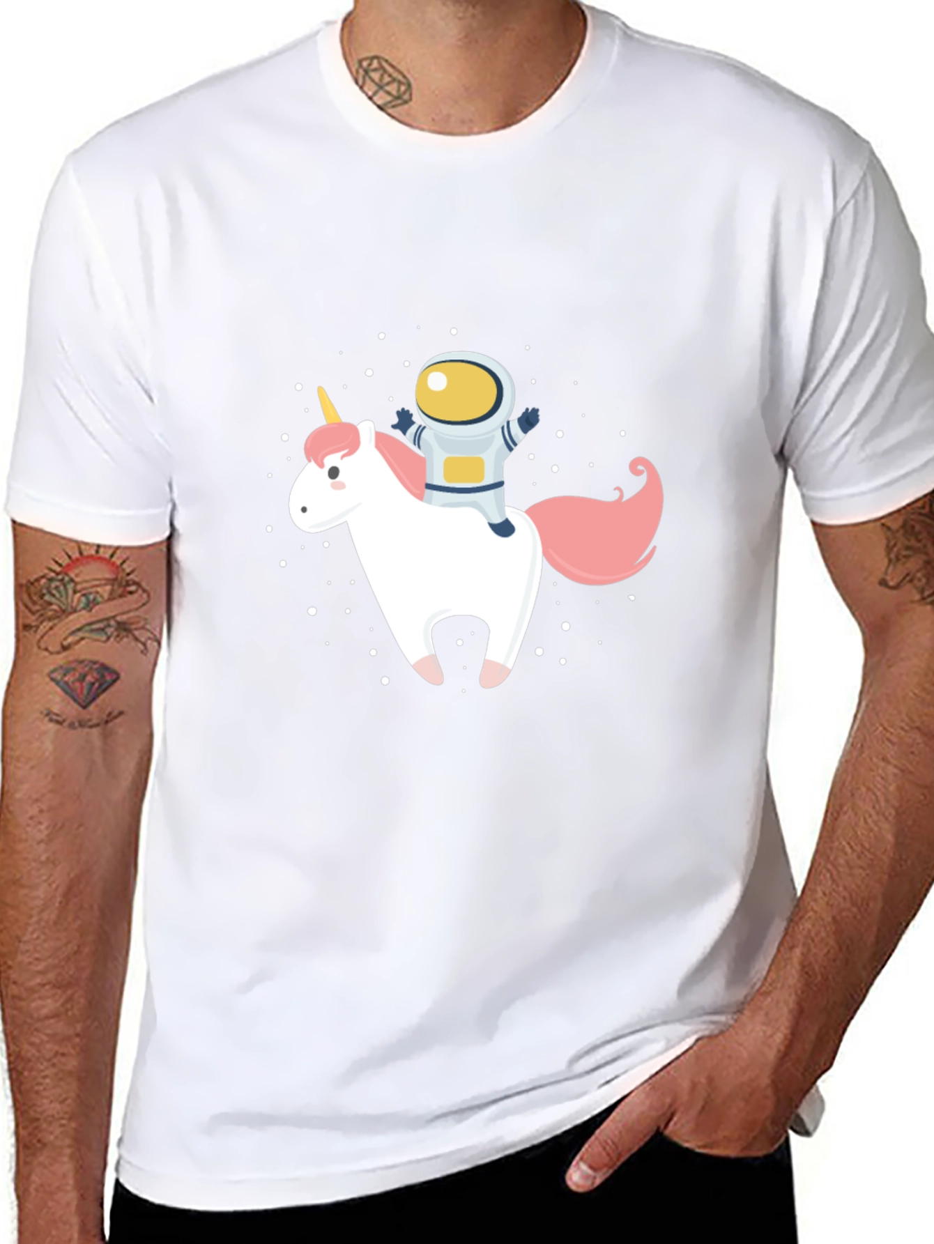 Astronaut Unicorn Graphic Black T-Shirt