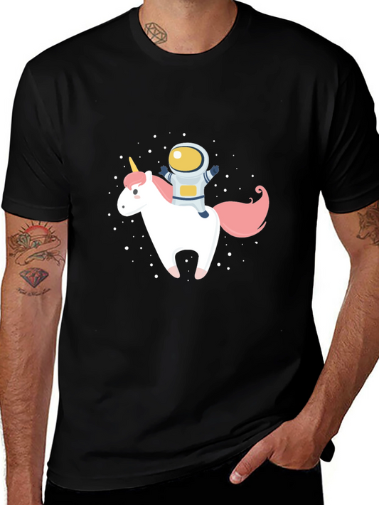 Astronaut Unicorn Graphic Black T-Shirt