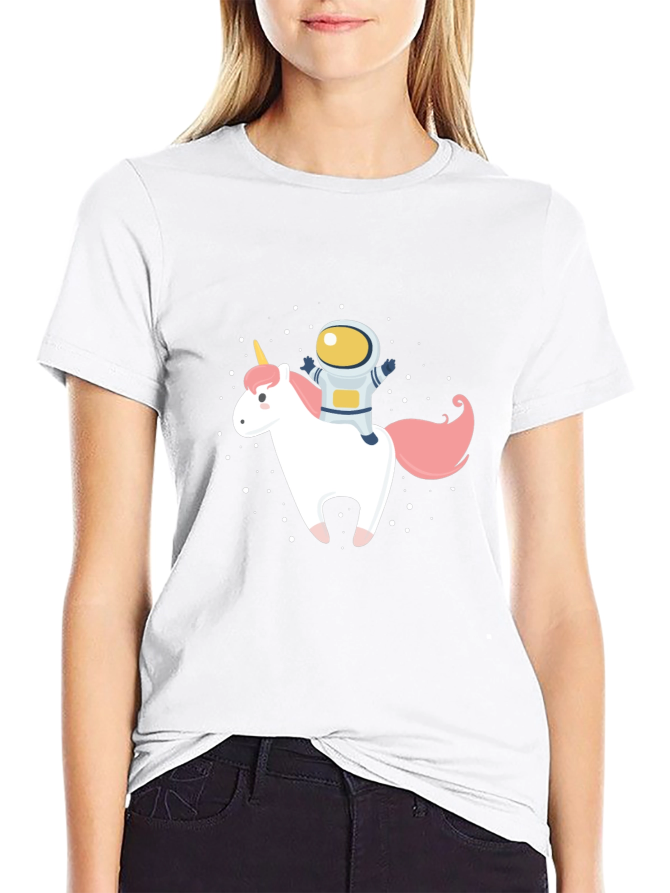 Astronaut Unicorn Graphic Black T-Shirt
