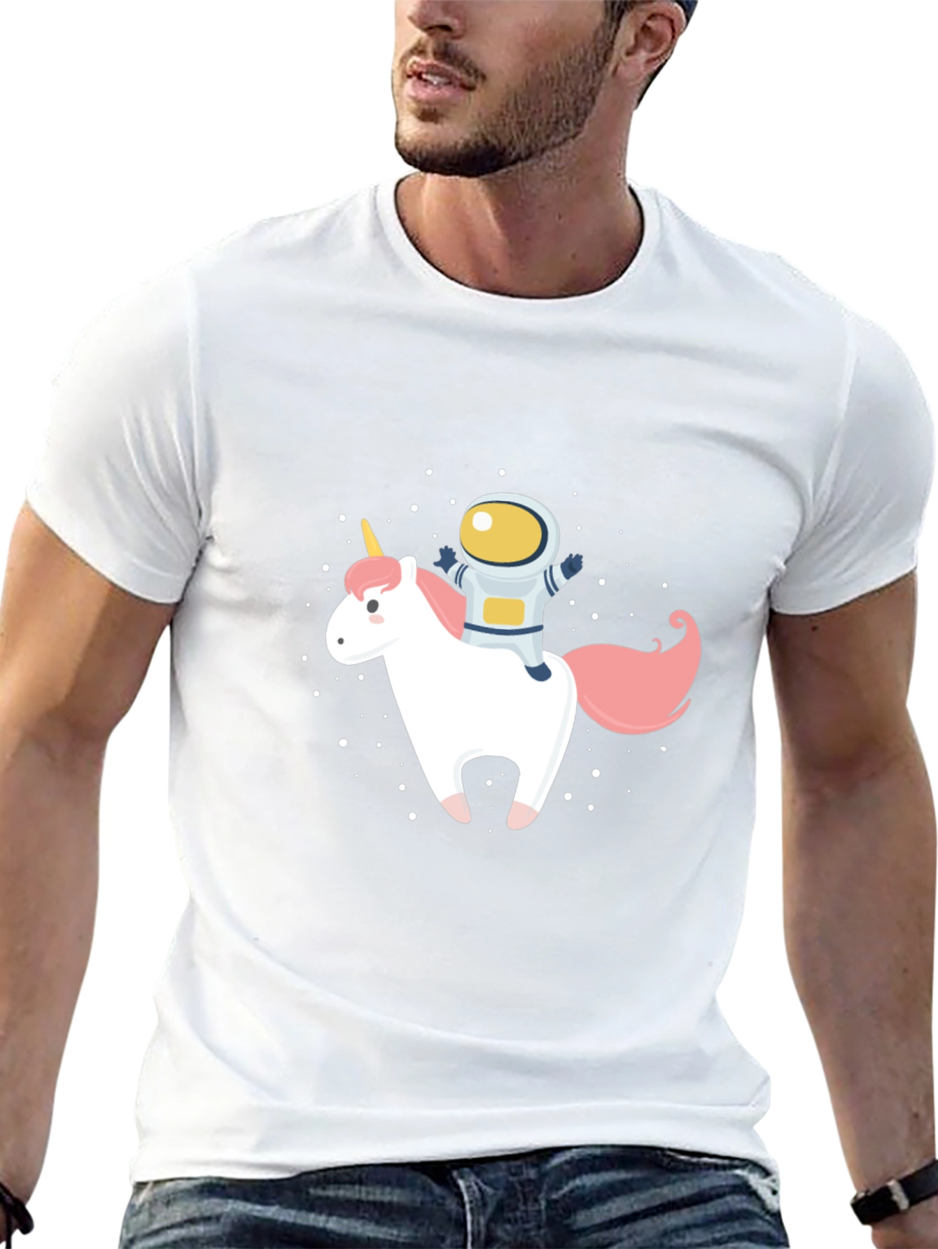 Astronaut Unicorn Graphic Black T-Shirt