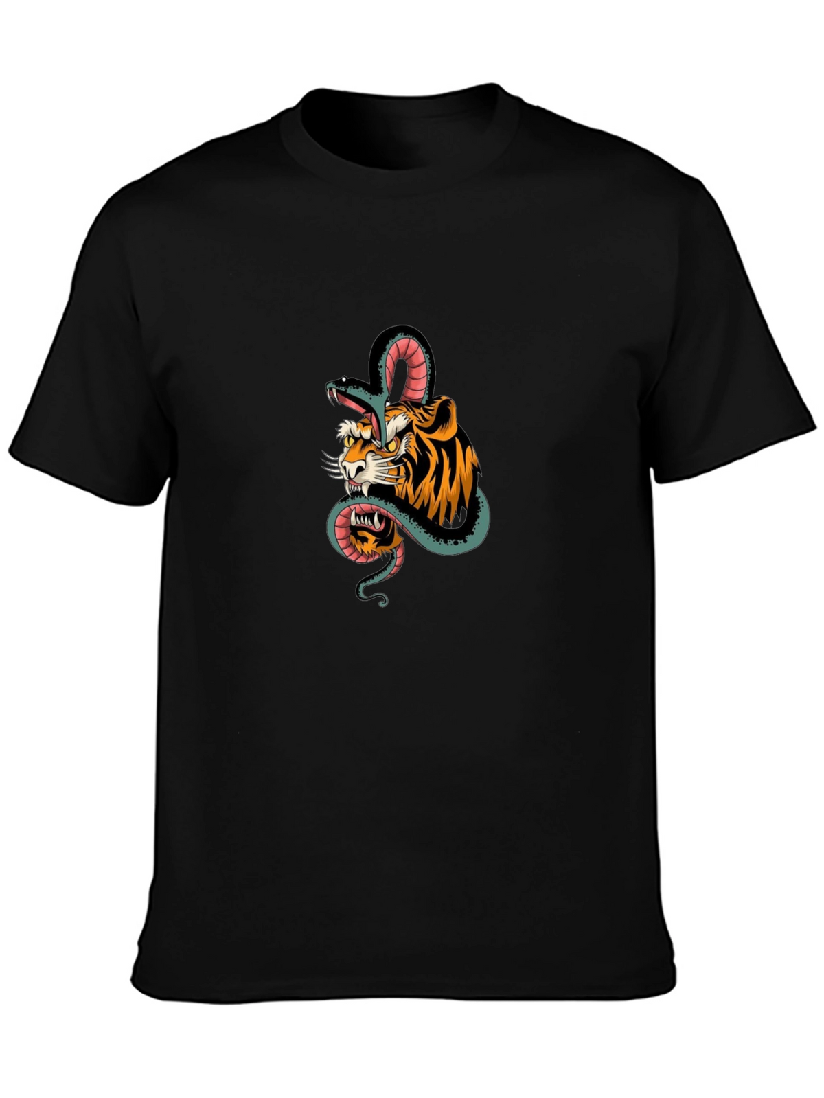 Tiger & Snake Graphic Black Tee