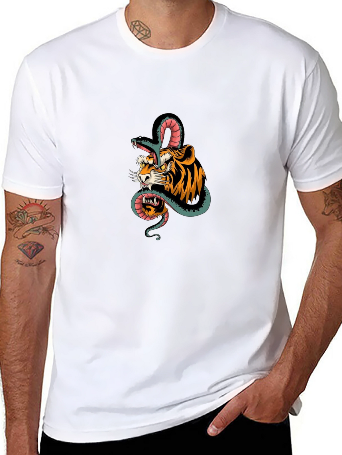 Tiger & Snake Graphic Black Tee