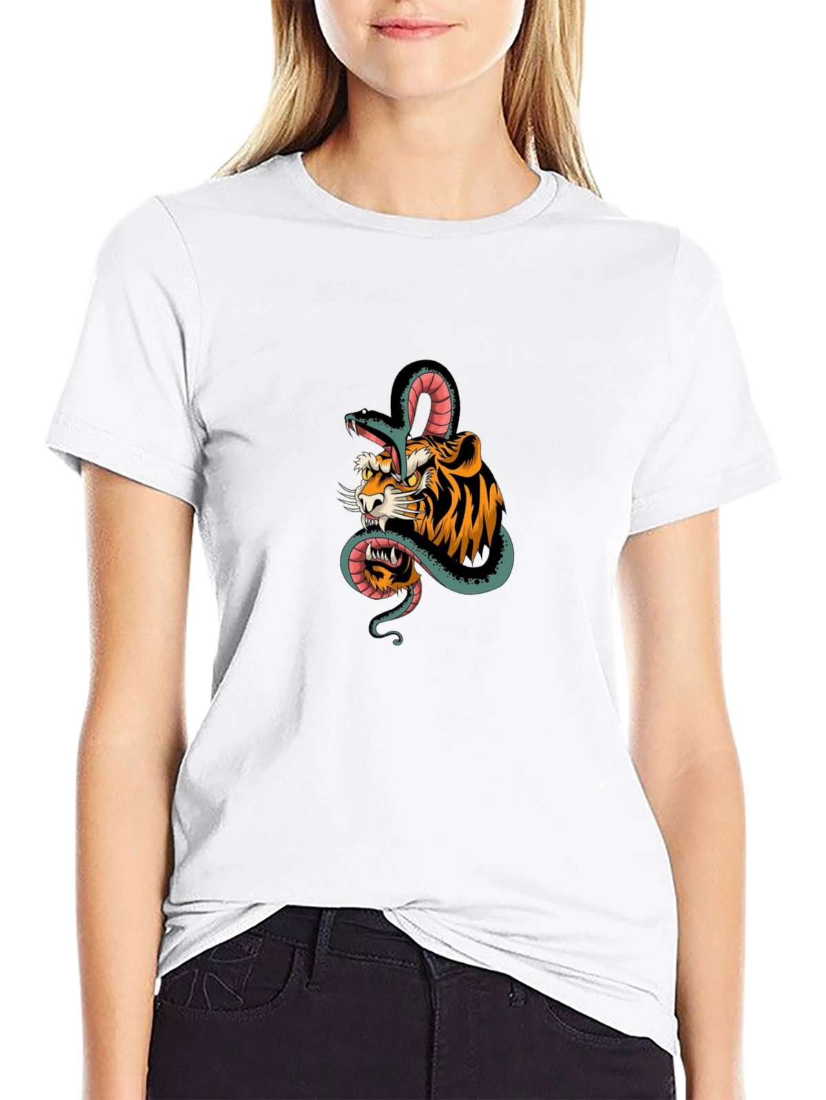 Tiger & Snake Graphic Black Tee