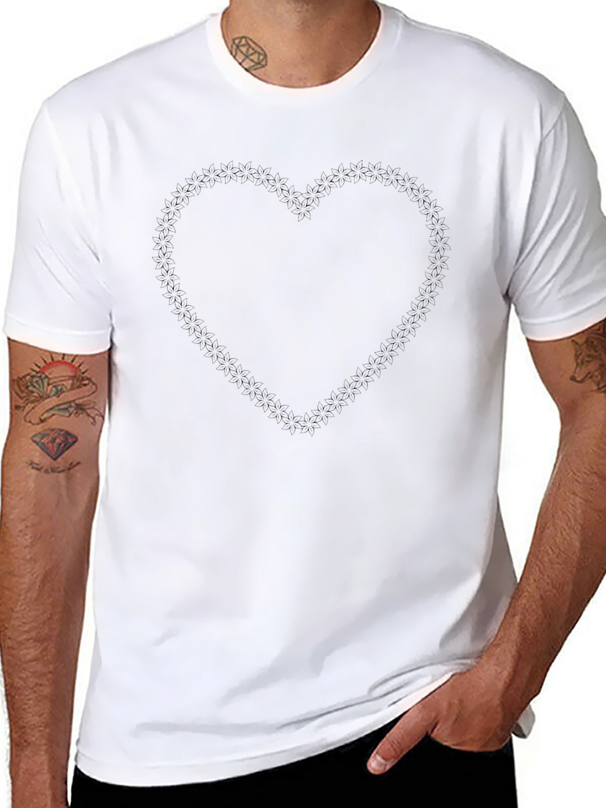 Mens Black Heart Graphic T-Shirt