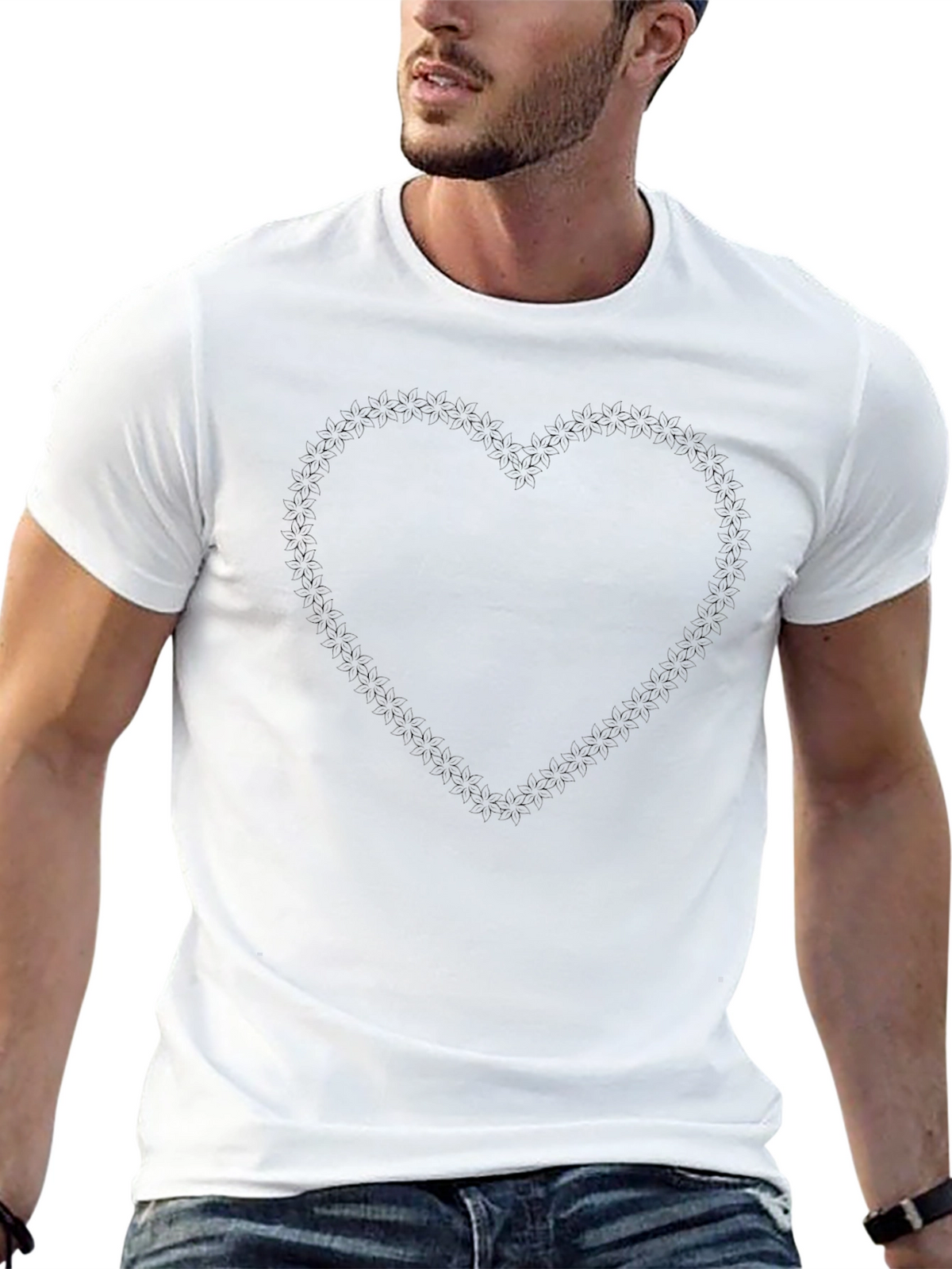 Mens Black Heart Graphic T-Shirt