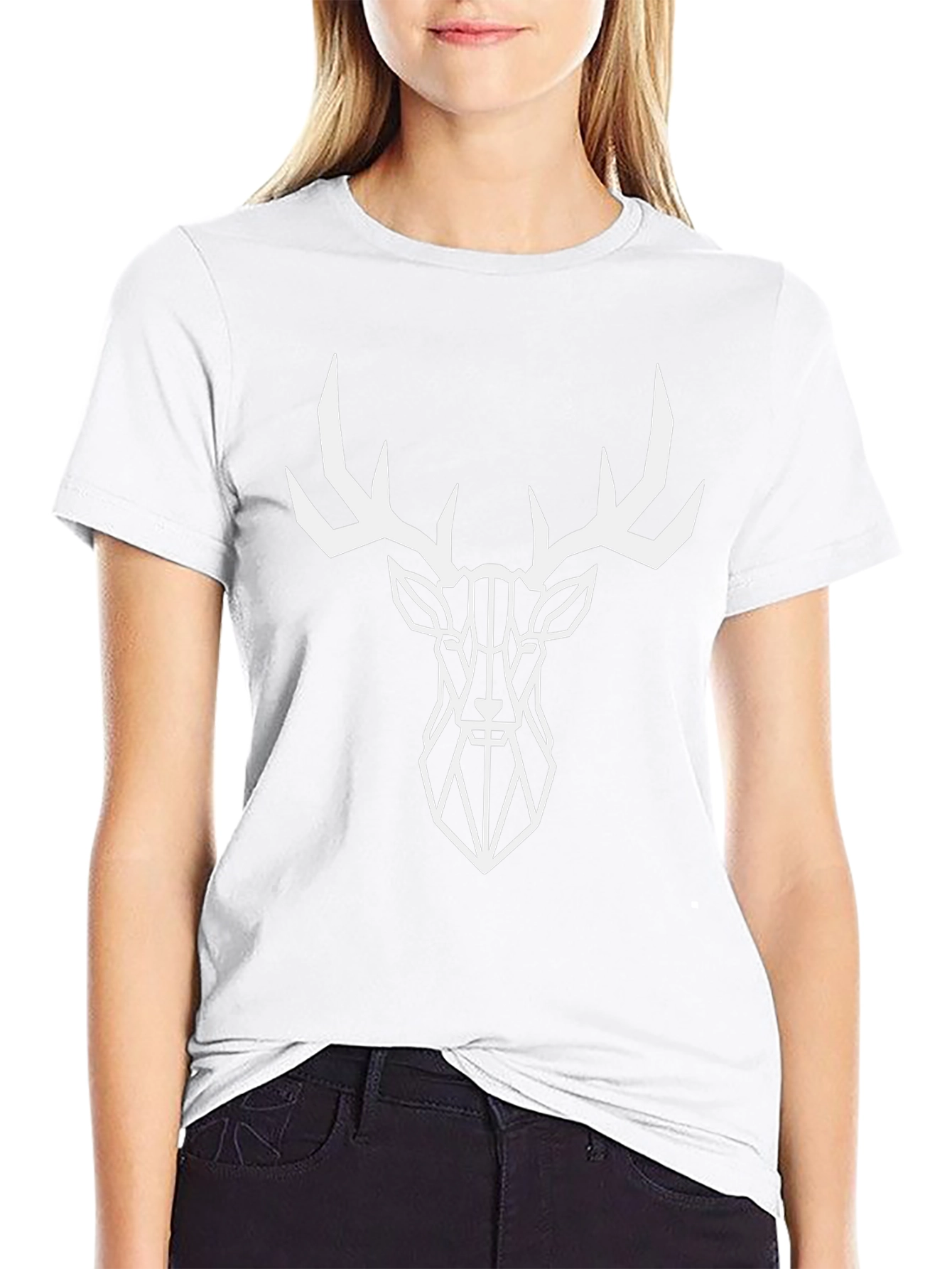 Geometric Deer Graphic Tee - Modern Style